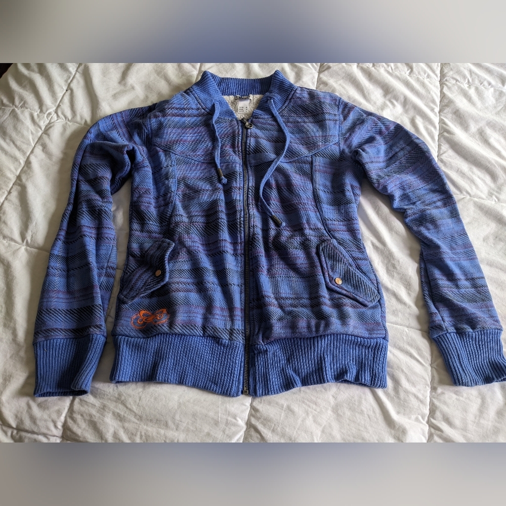 Blue Plaid Zip-Up Jacket
